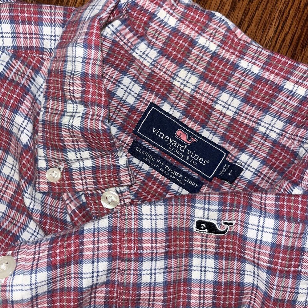 Vineyard Vines Red White and Blue Plaid Button-Down Shirt